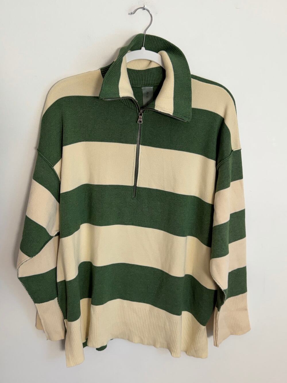 As Revival Green Striped Quarter Zip Women's sweater size small